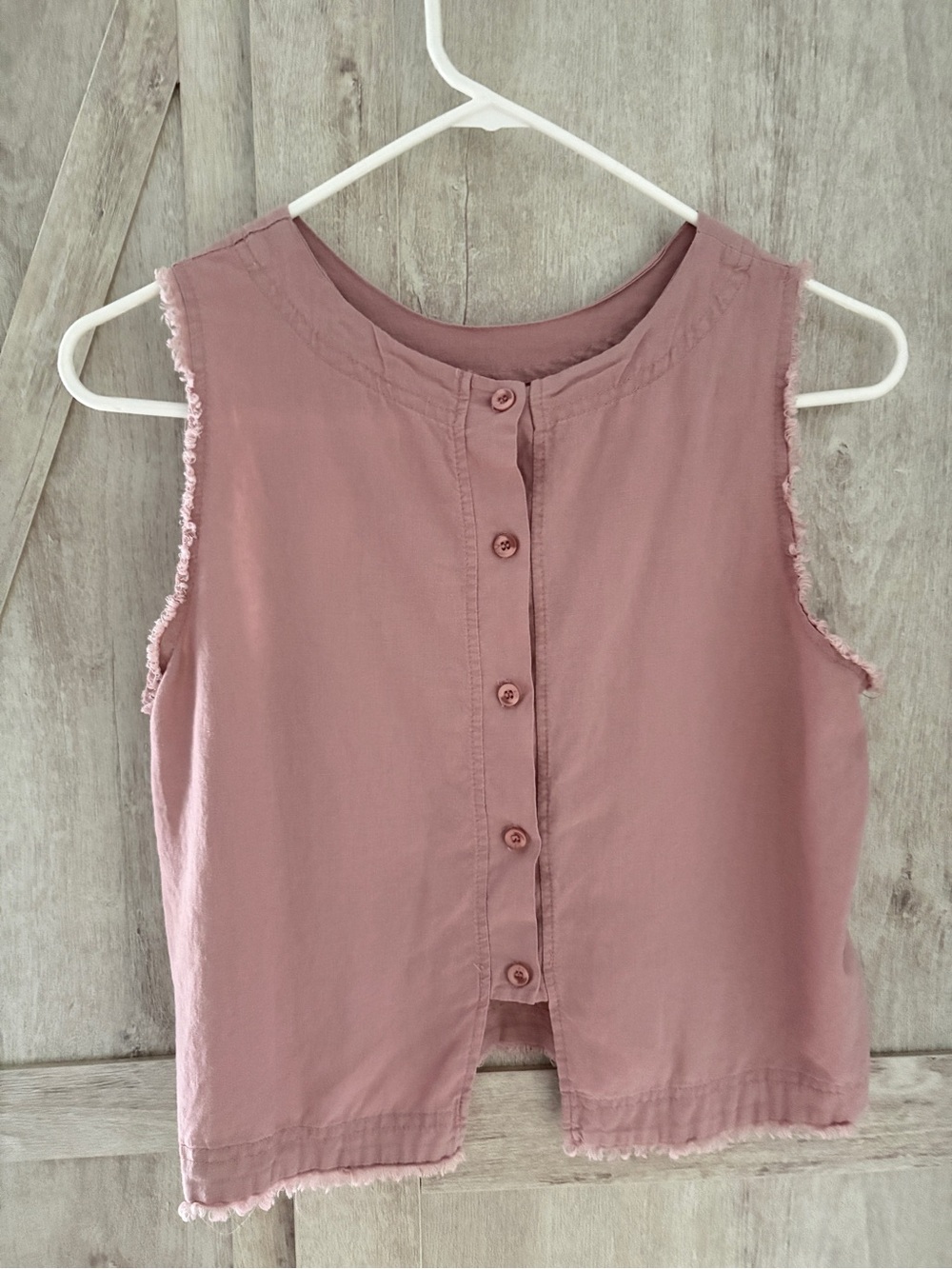 Dusty Rose/Mauve Button Front Cropped Tank | X-Small